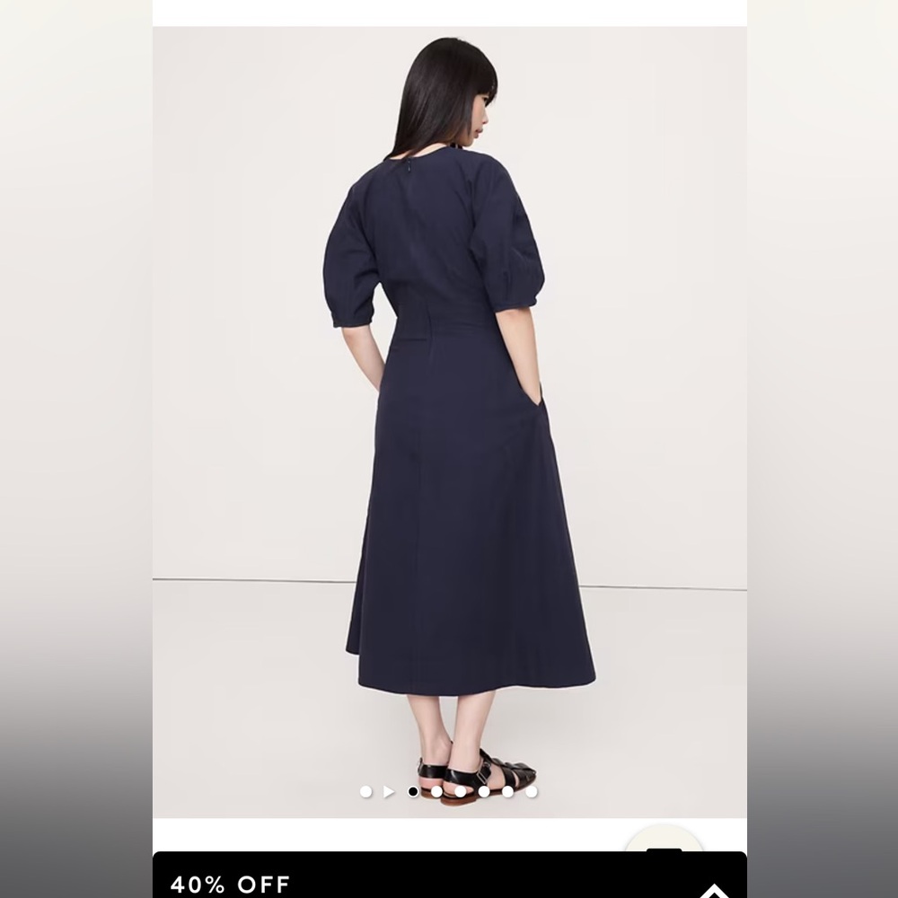NWT! Banana Republic Stretch-Column Twill Utility Midi Dress medium m navy blue - Picture 3 of 7